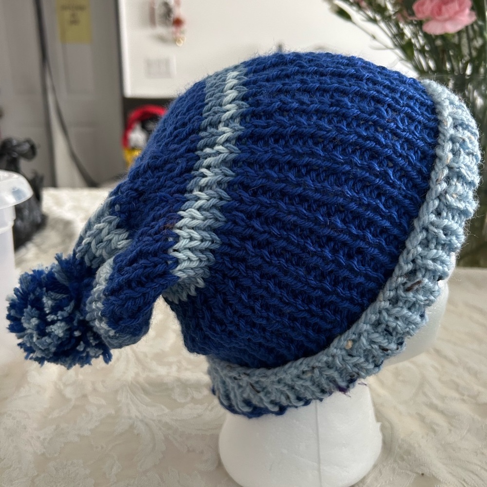 Beanie hat handmade new without tag color blur and soft blue